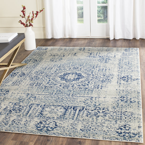 Huma Abstract Blue/Ivory Area Rug & Reviews AllModern